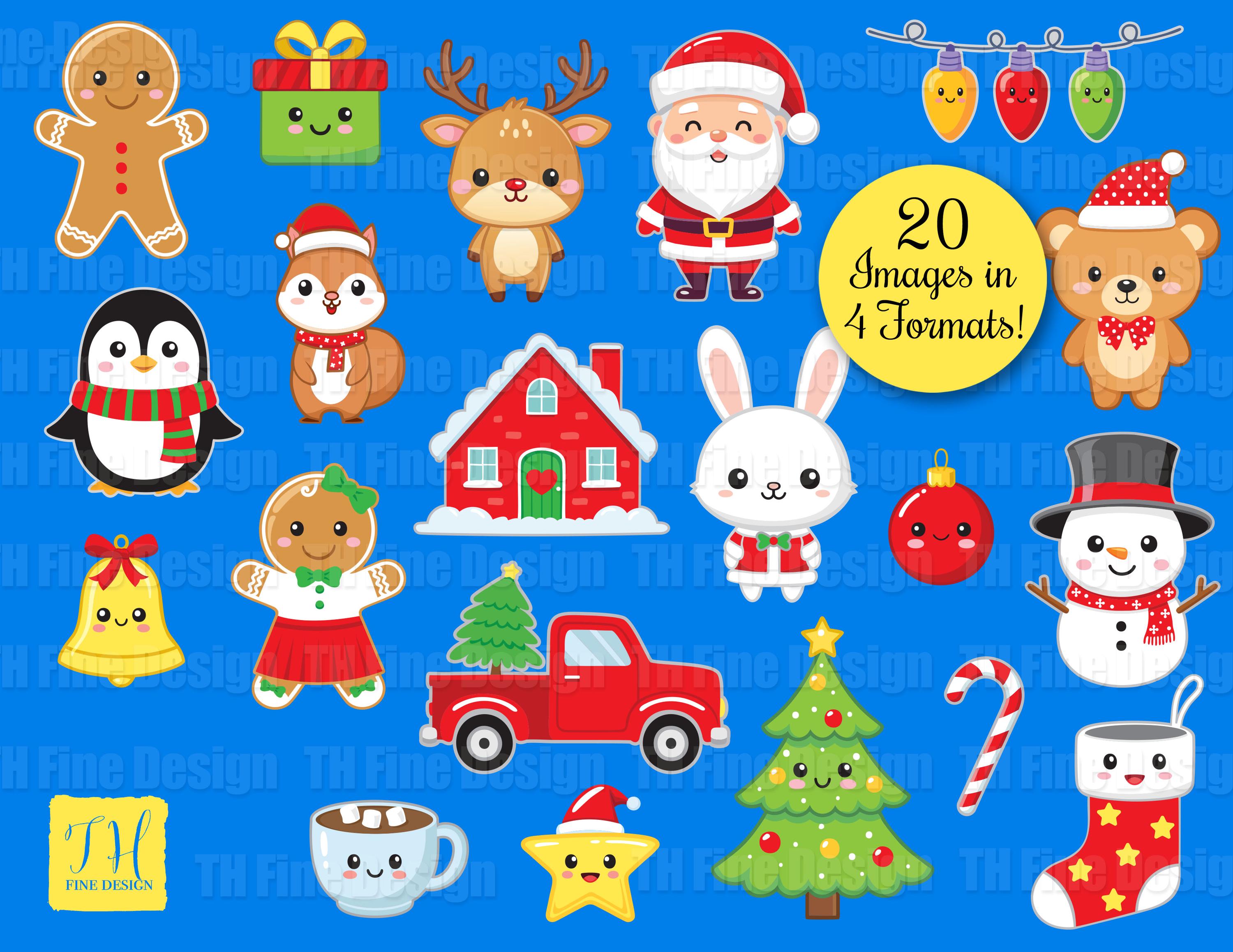 Holiday Christmas Clip Art Cute Fun Woodland Animals Santa Kawaii holiday-christmas-clip-art-cute-fun-woodland-animals-santa-kawaii