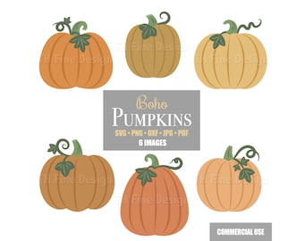 SVG Pumpkin Clip Art Boho Pumpkins Clipart Fall Autumn Thanksgiving Halloween Print Then Cut Cricut Files Downloadable Printable Craft Image