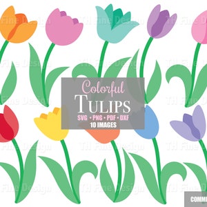 SVG Tulpe Tulpen Frühlingsblumen Blumenblume Layered Dateien Bundle Cricut Silhouette Printable Sofortiger Download Clip Clipart SVG Dxf Art