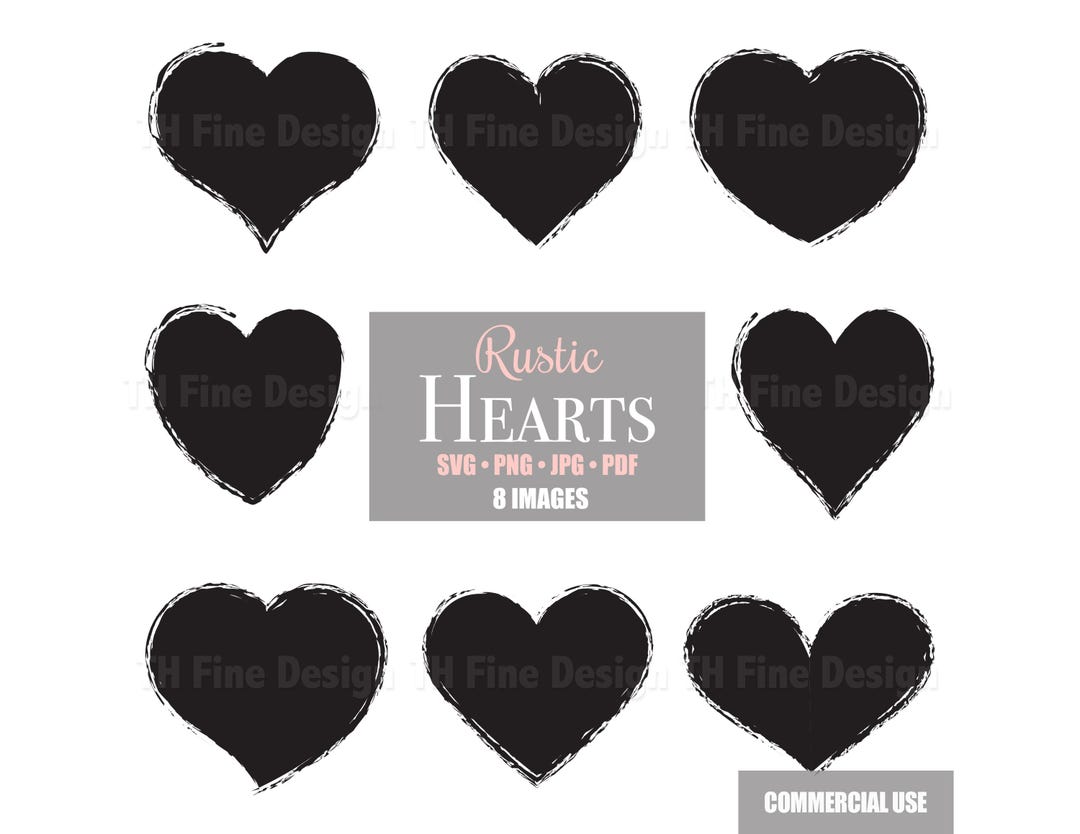 Rustic Heart Printable SVG Rustic Hearts Clip Art: Valentine's Day Files Printable Vector ...
