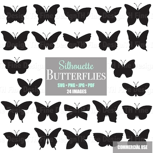 Borboletas SVG Formas de borboletas Primavera Camadas Arquivos Bundle Cricut Silhueta Forma Imprimível Instantâneo Downloadable Clipe Clipart Arte vetorial
