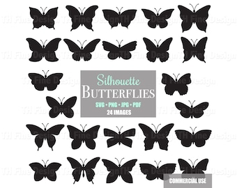SVG Butterfly Clipart: Template Silhouette Shape Files Printable Images Laser Cutout Instant Digital Downloadable Craft Project Artwork diy
