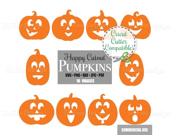 SVG Pumpkins Jack-o-lanterns Halloween Clip Art Pumpkin Shapes Download Silhouette Happy Cute Fun Simple Easy Cricut Cutter Print Artwork