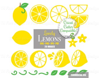 SVG Lemon Clip Art Citrus Slice Cricut Cut Laser Glow Forge File Printable Images Instant Digital Downloadable Craft Project Vector Artwork