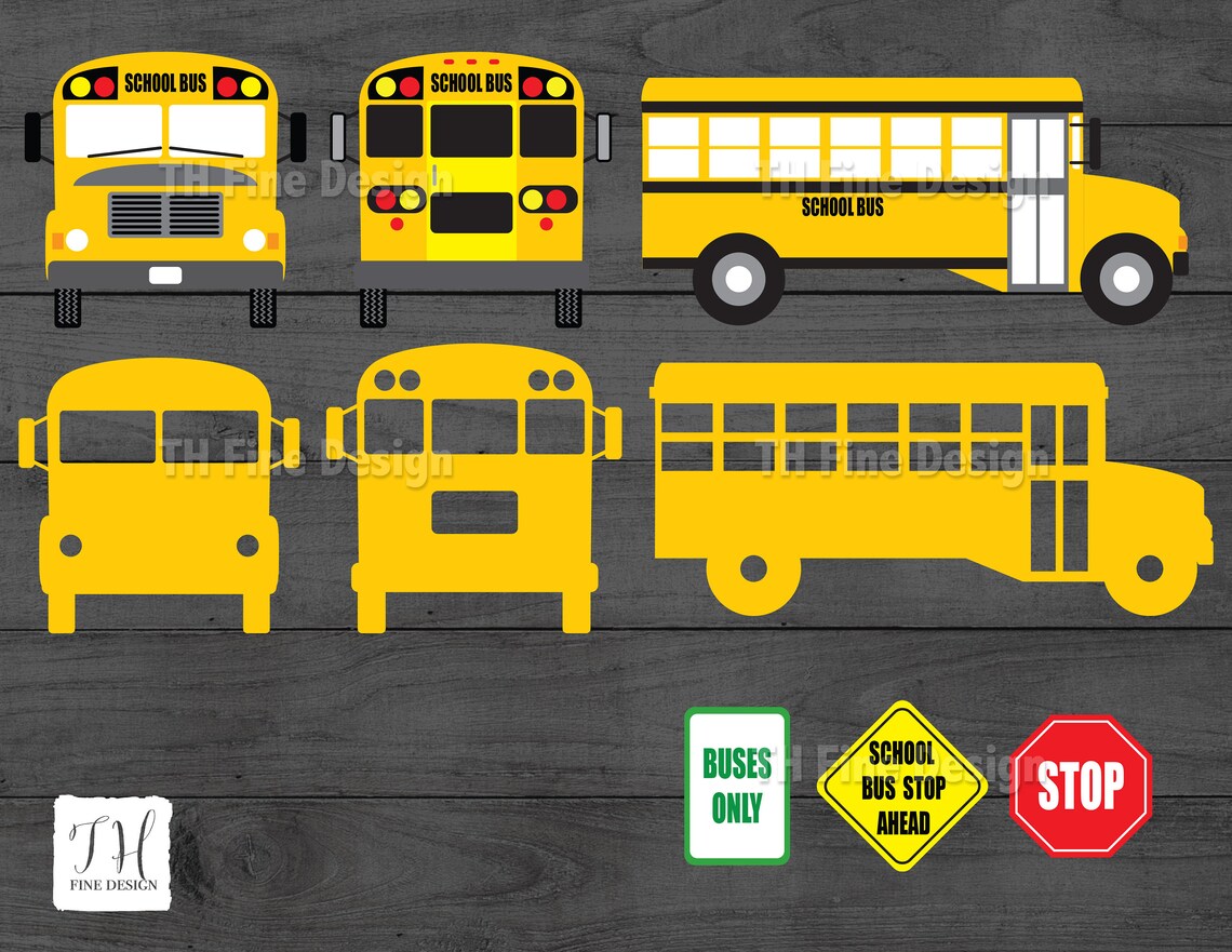School Buses Front Back Side View Bus Labels Bundle Cricut | Etsy