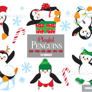 Pinguins Clip Art Fofo Diversão Férias Natal Penguin Crafting Projeto Arquivos Para Imprimir Clipart Para Baixar Imprimir Depois Cortar Svg Pdf Png Jpg