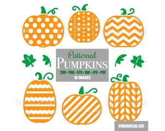 SVG Pumpkin Clip Art Cute Pumpkins Patterned Thanksgiving Pattern Fall Downloadable Cricut Silhouette Cutting Cut Files Download Printable