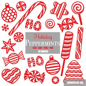 SVG Holiday Peppermints Candy Canes Arquivo Cricut Arquivos de corte Pacote Silhueta para impressão Clipe para download Clipart Pdf Png Jpeg Eps Art DIY
