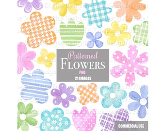 Flower Clipart Spring Colorful Pastel Shapes Patterns Files Printable Images Downloadable Craft Project Planner Stickers Bundle Sublimation