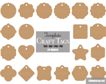 SVG Tag Template Round & Heart Craft Cutting Files Digital Cricut Silhouette Cutting File Clip Art Downloadable Bundle Printable Easy Simple