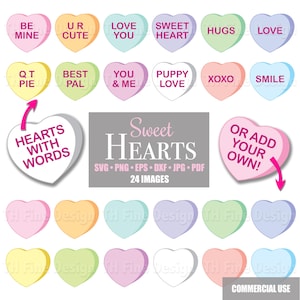 Conversation SVG Saint-Valentin coeur bonbons Saint-Valentin Clip Art Saint-Valentin coeurs Clipart Cricut coupe fichiers Bundle Silhouette téléchargement vecteur
