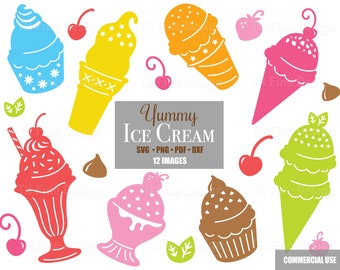 Cute Sweet Ice Cream SVG PNG Digital File Clipart Instant Download Cut File  for Cricut and Silhouette Full Stencil Sublimation Graphics