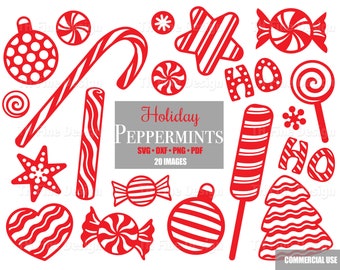 SVG Holiday Peppermints Candy Canes Cricut File Cutting Files Bundle Silhouette Printable Downloadable Clip Clipart Pdf Png Jpeg Eps Art DIY