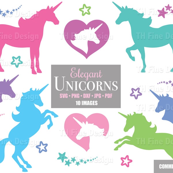 SVG Unicorns Unicorn Silhouette Cricut Cutter Cut Files Head Girls Birthday Room Decor Horses Horse Simple Elegant Clipart Clip Art Download