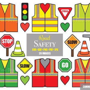 SVG Crossing Guard School Verkeersveiligheid Clip Art Bouwvakker Verkeersborden Vesten Kegels Opbrengst Stop Afdrukbare Instant Download Clipart