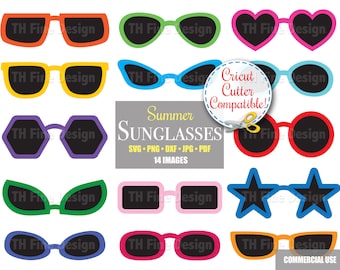 Sunglasses Clip Art Summer Shades SVG Cricut Cut Files Downloadable Clipart Cutting Cut Files Images Printable Download Colorful diy