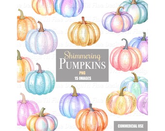 Pumpkin Clip Art Fall Floral Autumn Images Pink Sparkling Pumpkins Downloadable Printable Files Sublimation Clipart Stickers PNG Craft Files
