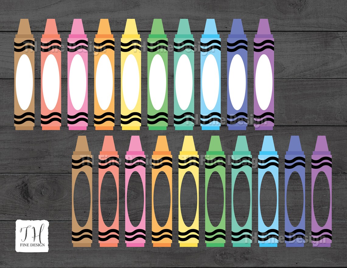 School Crayons Crayon Name Labels Monogram Monograms Bundle Etsy