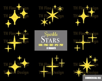 SVG Sparkle Stars Star Sparkling Clip Art Clipart Cricut Cut Files Download Instant Downloadable Silhouette Bundle Sublimation Artwork DXF
