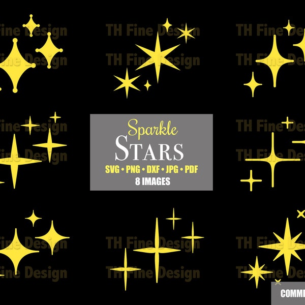 SVG Sparkle Stars Star Sparkling Clip Art Clipart Cricut Cut Files Download Instant Downloadable Silhouette Bundle Sublimation Artwork DXF