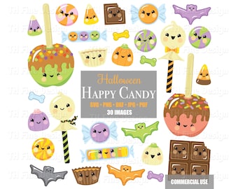 Halloween Treats Candy Clip Art Clipart Treat Sweets Candies Pumpkin Candy Corn Apple Lollipops Treat Instant Download Printable Artwork