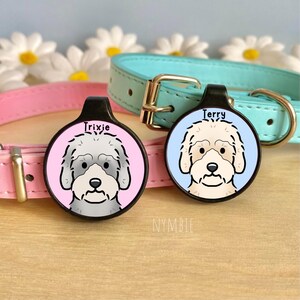 Dandie Dinmont Dog Tag Cute Breed Cartoon Personalised Portrait Silent Pet Name ID Tags | nymbie
