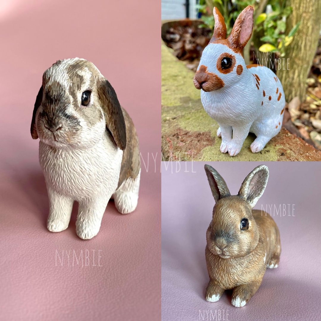 Custom Yellow Rabbit Figure Custom Rabbit Sculptures Pet Portrait Handmade Replica Clay Art Model ...
