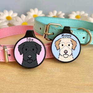 Jackapoo Dog Tag Cute Breed Cartoon Personalised Portrait Silent Pet Name ID Tags | nymbie