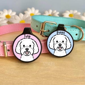 Maltipoo Dog Tag Cute Breed Cartoon Personalised Portrait Silent Pet Name ID Tags | nymbie