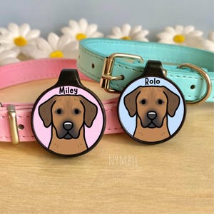 Rhodesian Ridgeback Dog Tag Cute Breed Cartoon Personalised Portrait Silent Pet Name ID Tags | nymbie