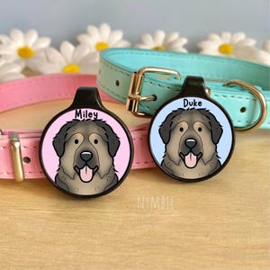 Caucasian Ovcharka Shepherd Dog Tag Cute Breed Cartoon Personalised Portrait Silent Pet Name ID Tags | nymbie