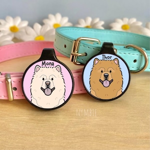 Chow Chow Dog Tag Cute Breed Cartoon Personalised Portrait Collar Pet Name ID Tags | nymbie