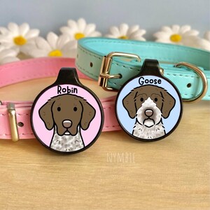 German Pointer Dog Tag Cute Breed Cartoon Personalised Portrait Collar Pet Name ID Tags | nymbie