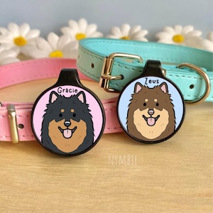 Finnish Laphund Dog Tag Cute Breed Cartoon Personalised Portrait Silent Pet Name ID Tags | nymbie
