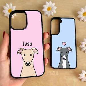 Italian Greyhound Cartoon Dog Breed Phone Case Personalised Pet Portrait Illustration iPhone Samsung Cover