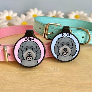 Bergamasco Dog Tag Cute Breed Cartoon Personalised Portrait Silent Pet Name ID Tags | nymbie