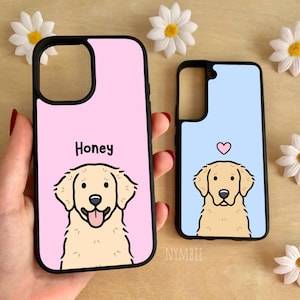 Golden Retriever Cartoon Dog Breed Phone Case Personalised Pet Portrait Illustration iPhone Samsung Cover