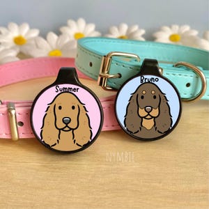 Cocker Spaniel (Show) Dog Tag Cute Breed Cartoon Personalised Portrait Collar Pet Name ID Tags | nymbie