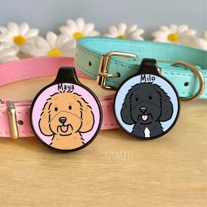 Cockapoo Dog Tag Cute Breed Cartoon Personalised Portrait Collar Pet Name ID Tags | nymbie