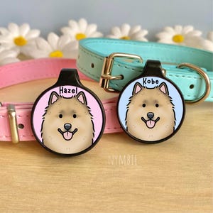 Eurasier Dog Tag Cute Breed Cartoon Personalised Portrait Silent Pet Name ID Tags | nymbie