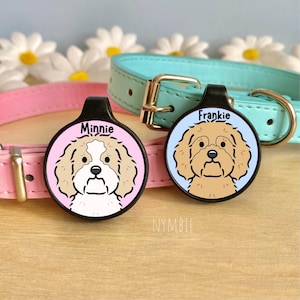 Cavachon Dog Tag Cute Breed Cartoon Personalised Portrait Collar Pet Name ID Tags | nymbie