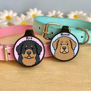 Tibetan Mastiff Dog Tag Cute Breed Cartoon Personalised Portrait Silent Pet Name ID Tags | nymbie
