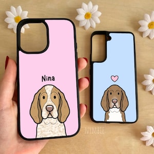 Bracco Italiano Cartoon Dog Breed Phone Case Personalised Pet Portrait Illustration iPhone Samsung Cover