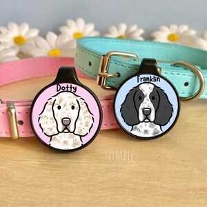 English Setter Dog Tag Cute Breed Cartoon Personalised Portrait Collar Pet Name ID Tags | nymbie