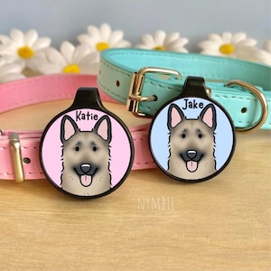 Belgian Laekenois Dog Tag Cute Breed Cartoon Personalised Portrait Silent Pet Name ID Tags | nymbie