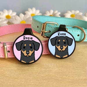 Chiweenie Dog Tag Cute Breed Cartoon Personalised Portrait Silent Pet Name ID Tags | nymbie