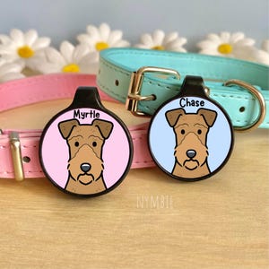 Irish Terrier Dog Tag Cute Breed Cartoon Personalised Portrait Collar Pet Name ID Tags | nymbie
