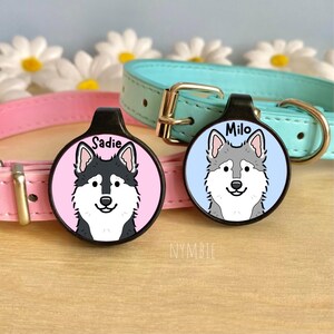 Alaskan Klee Kai Dog Tag Cute Breed Cartoon Personalised Portrait Silent Pet Name ID Tags | nymbie