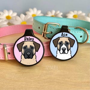 Anatolian Shepherd Dog Tag Cute Breed Cartoon Personalised Portrait Silent Pet Name ID Tags | nymbie