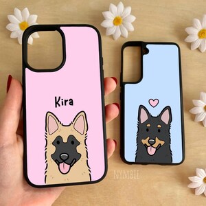 German Shepherd Cartoon Dog Breed Phone Case Personalised Pet Portrait Illustration iPhone Samsung Cover